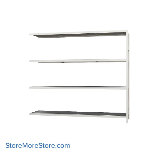 Wide Span Shelving, 96" W x 24" D x 87" H, Open - Adder, Heavy-Duty (12-Gauge), Steel, 4 Adjustable Levels