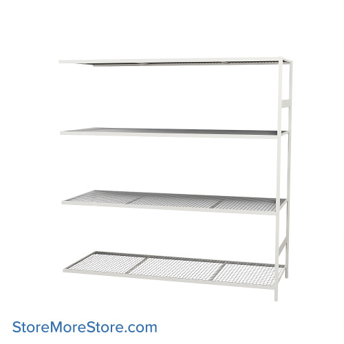 Wide Span Shelving, 96" W x 36" D x 99" H, Open - Adder, Heavy-Duty (12-Gauge), Wire, 4 Adjustable Levels