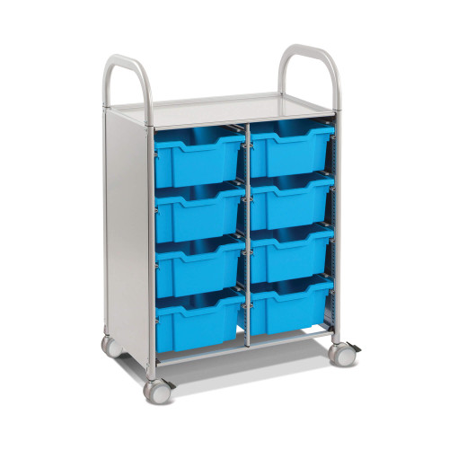 Two Column Cart with Trays, 8 Deep Trays