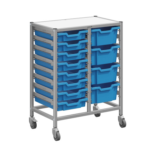 Mobile Classroom Cart, 8 Shallow & 4 Deep Trays