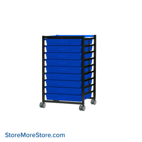 Rolling Carts With Trays, 22" W x 18" D x 40.75" H, 1" Welded Metal Frame, 9 Trays, Includes Casters