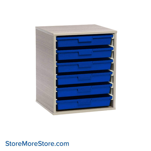 Rolling Carts With Trays, 20.25" W x 18.75" D x 27.5" H, .75" Wood Frame, 6 Trays, Without Casters