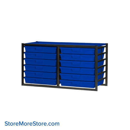 Rolling Carts With Trays, 41.75" W x 18" D x 29.25" H, 1" Welded Metal Frame, 12 Trays, Without Casters