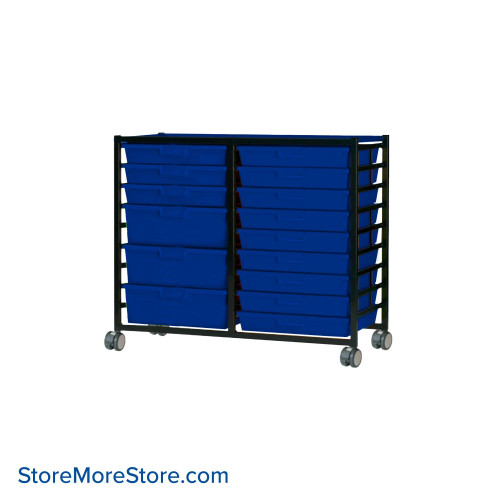 Rolling Carts With Trays, 41.75" W x 18" D x 40.75" H, 1" Welded Metal Frame, 18 Trays, Includes Casters