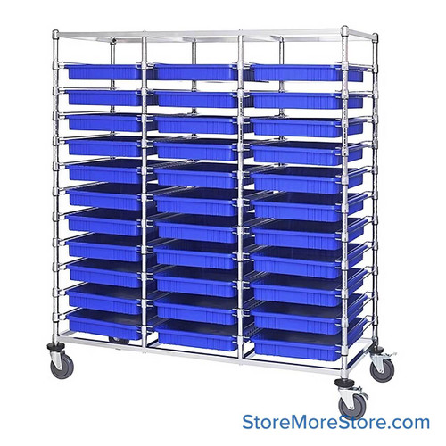 Rolling Wire Drawer Cart, 60" W x 69" H, 3 Bays, 11 Drawers Per Bay Rolling Wire Drawer Cart, 60" W x 69" H, 3 Bays, 11 Drawers Per Bay