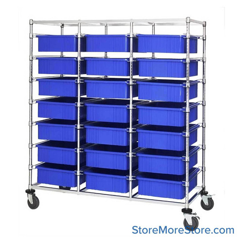 Rolling Wire Drawer Cart, 60" W x 69" H, 3 Bays, 7 Drawers Per Bay Rolling Wire Drawer Cart, 60" W x 69" H, 3 Bays, 7 Drawers Per Bay