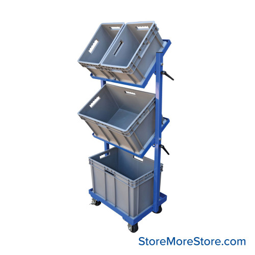 Stock Picking Carts, 65.5" High, 2 Tilting Shelves, Includes Plastic Bins Stock Picking Carts, 65.5" High, 2 Tilting Shelves, Includes Plastic Bins