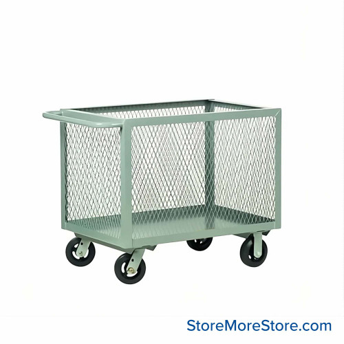 Rolling Box Cart, 48" W x 24" D, Wire Mesh Sides, 6" Molded Rubber Casters Rolling Box Cart, 48" W x 24" D, Wire Mesh Sides, 6" Molded Rubber Casters