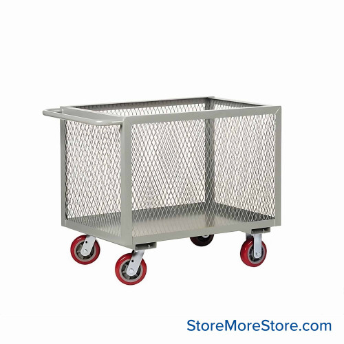 Rolling Box Cart, 48" W x 24" D, Wire Mesh Sides, 6" Polyurethane Casters