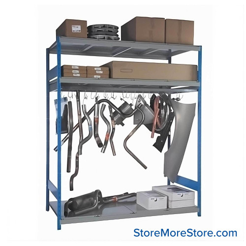 Automotive Parts Rack, 72" W x 87" H, 2 Hanging Rails Automotive Parts Rack, 72" W x 87" H, 2 Hanging Rails