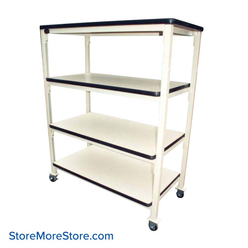 Adjustable Shelf Cart, 60" W x 18" D, White Plastic Laminate Work Surface Adjustable Shelf Cart, 60" W x 18" D, White Plastic Laminate Work Surface