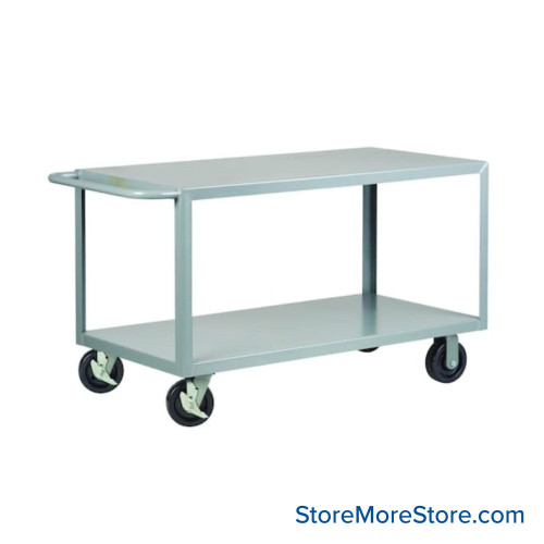 Heavy Duty Shelf Cart, 36" D x 36" H, Retaining Lip, Two Shelves