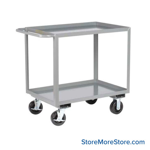 Heavy Duty Shelf Cart, 48" D x 36" H, Retaining Lip, Two Shelves