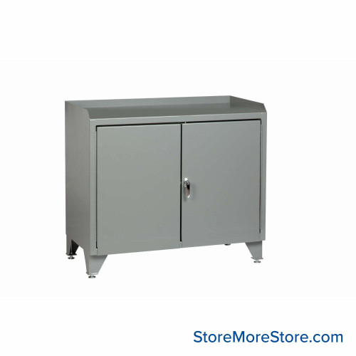 Cabinet Workbenches, 48" W x 41" H, Powder Coated Steel, Solid Doors, Welded Center Shelf