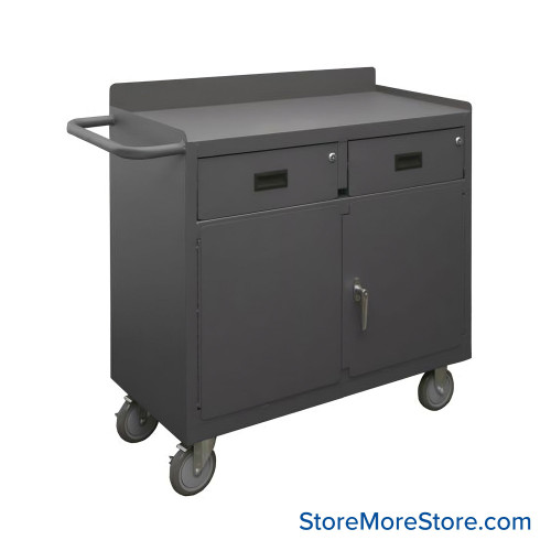 Workbench Cart, Steel with Back & End-stops, 2 Drawers