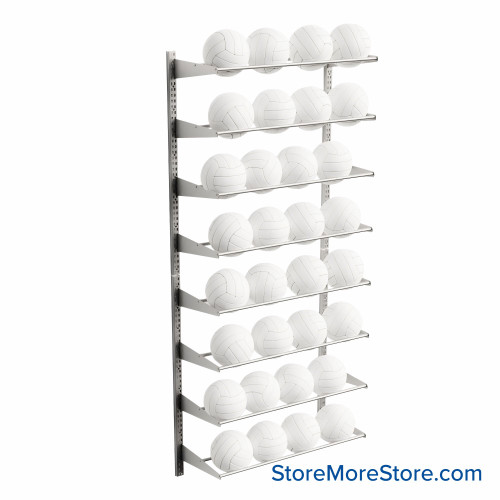 Volleyball Wall Rack, 36" W x 84" H Volleyball Wall Rack, 36" W x 84" H