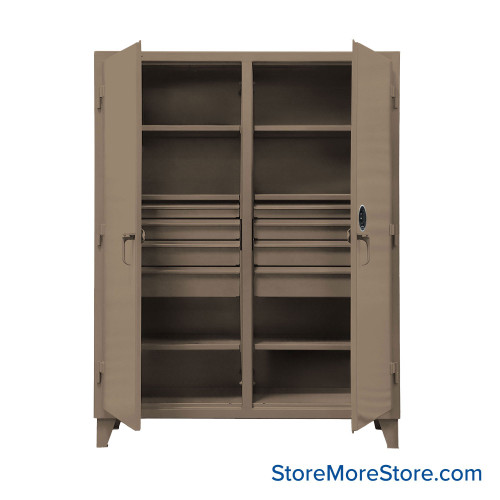 Industrial Cabinet, 60" W x 78" H, Exteme Duty 12-Gauge Steel, 8 Drawers Drawers, Professional Digital Lock