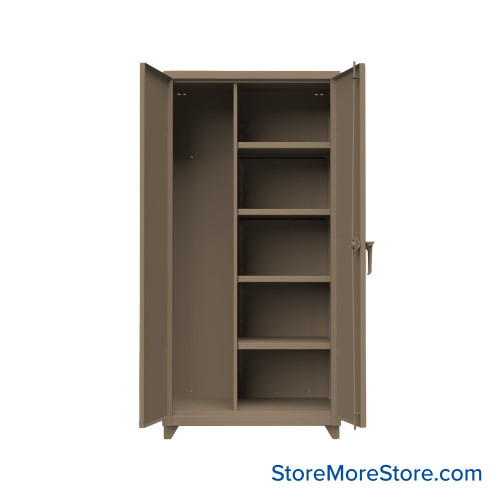 Industrial Storage Cabinet, 36" W x 75" H, Extra Heavy Duty 14-Gauge Steel, 4 Half Shelves, Digital Lock Industrial Storage Cabinet, 36" W x 75" H, Extra Heavy Duty 14-Gauge Steel, 4 Half Shelves, Digital Lock
