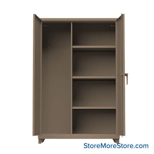 Industrial Storage Cabinet, 48" W x 66" H, Extreme Duty 12-Gauge Steel, 3 Half Shelves, Digital Lock