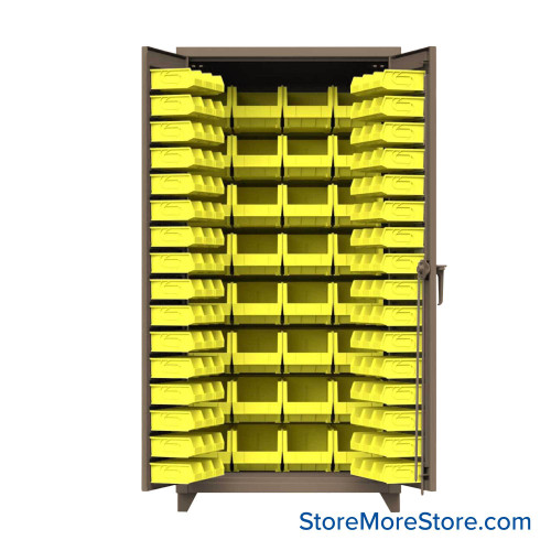 Industrial Storage Cabinets with Bins, 36" W x 78" H, Bin Storage Only, Padlock Hasp