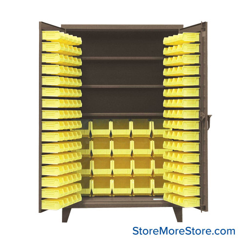 Industrial Storage Cabinets with Bins, 48" W x 78" H, Door & Lower Cabinet Body Bin Storage w/ 3 Shelves, Professional Digital Lock