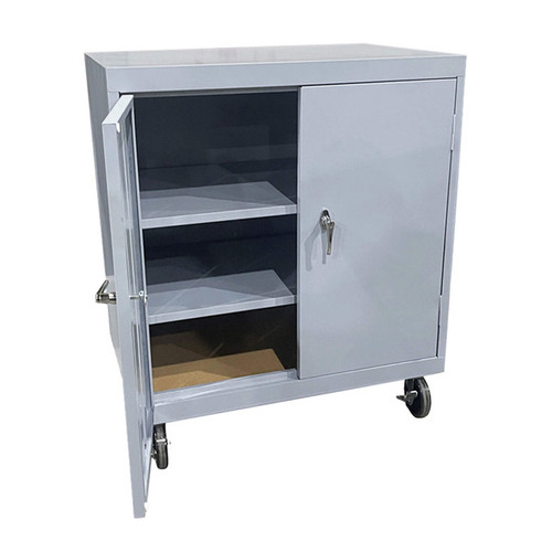 Rolling Steel Counter Cabinets, 36" W x 24" D x 42" H, Steel Cabinet Top, 1 Fixed/ 1 Adjustable Shelves