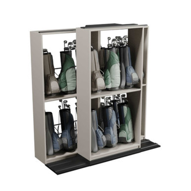 Mobile Shelving for Golf Bag Storage, 100" W x 38" D x 103" H, 18 Golf Bags