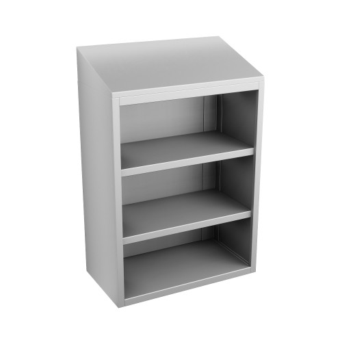 Stainless Steel Wall Mounted Cabinets, 24" W x 13" D x 36" H, Sloped Top, No Doors, No Lock Stainless Steel Wall Mounted Cabinets, 24" W x 13" D x 36" H, Sloped Top, No Doors, No Lock