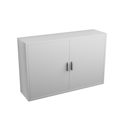 Stainless Steel Wall Mounted Cabinets, 48" W x 13" D x 31" H, Flat Top, Solid Double Doors, No Lock