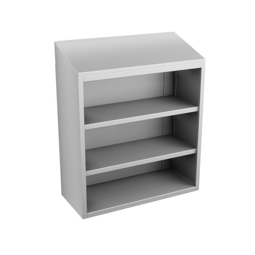 Stainless Steel Wall Mounted Cabinets, 30" W x 16" D x 36" H, Sloped Top, No Doors, No Lock