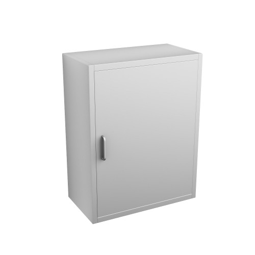 Stainless Steel Wall Mounted Cabinets, 24" W x 16" D x 31" H, Flat Top, Solid Right Swing Door, Key Lock