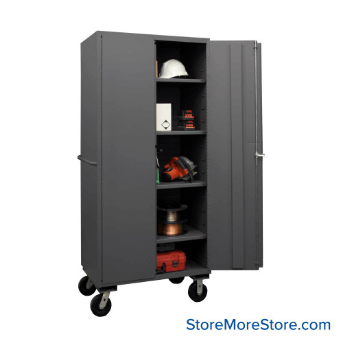 Mobile Bin Storage Cabinet, 36" W, 2 Shelves, 12 Bins, 16-Gauge Steel Mobile Bin Storage Cabinet, 36" W, 2 Shelves, 12 Bins, 16-Gauge Steel