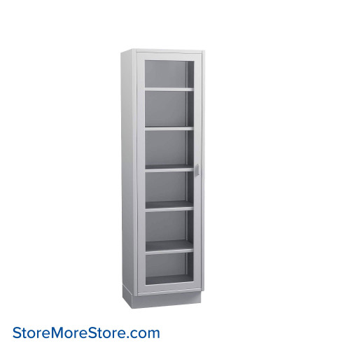 Stainless Steel Cabinet, 24" W x 18" D x 84" H, Flat Top, Glass Door, Left Swing Doors