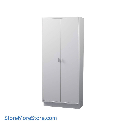 Stainless Steel Cabinet, 36" W x 18" D x 84" H, Flat Top, Solid Door, Double Doors, Key Lock