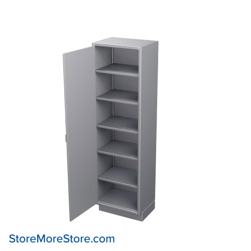 Stainless Steel Cabinet, 24" W x 18" D x 84" H, Flat Top, Solid Door, Left Swing Doors