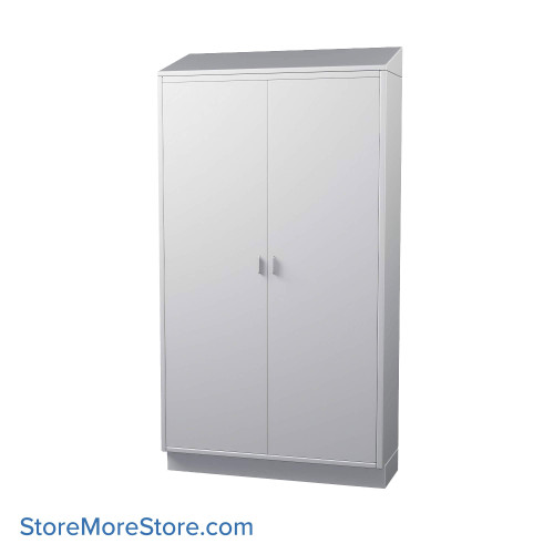 Stainless Steel Cabinet, 48" W x 18" D x 89" H, Sloped Top, Solid Door, Double Doors