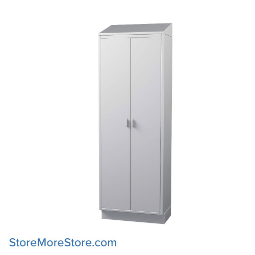 Stainless Steel Cabinet, 30" W x 18" D x 89" H, Sloped Top, Solid Door, Double Doors