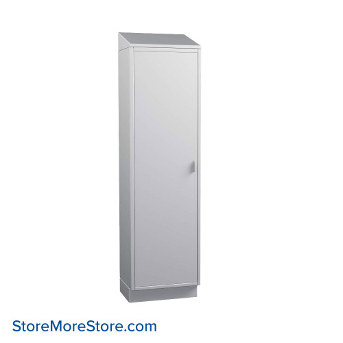 Stainless Steel Cabinet, 24" W x 18" D x 89" H, Sloped Top, Solid Door, Left Swing Doors