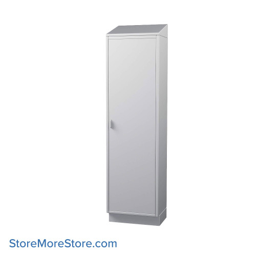 Stainless Steel Cabinet, 24" W x 18" D x 89" H, Sloped Top, Solid Door, Right Swing Doors, Key Lock