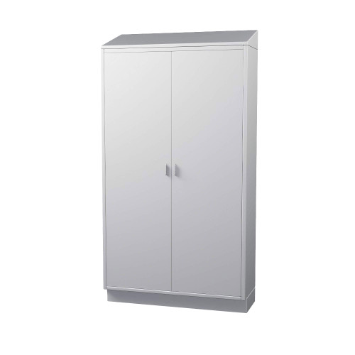 Stainless Steel Cabinet, 48" W x 24" D x 89" H, Sloped Top, Solid Door, Double Doors
