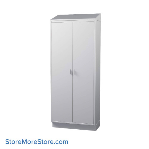 Stainless Steel Cabinet, 36" W x 24" D x 89" H, Sloped Top, Solid Door, Double Doors