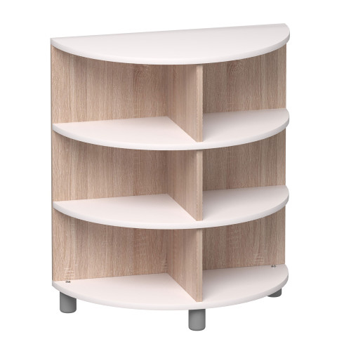 Mid Height Three Layer End Shelf with Rounded Edges, Shelves, 6 Compartments