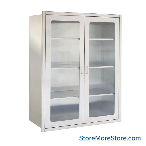 Recessed Stainless Steel Cabinet, 36" W x 18" D x 72" H, Key Lock