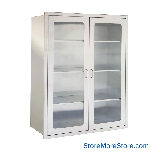 Recessed Stainless Steel Cabinet, 48" W x 24" D x 60" H, Key Lock