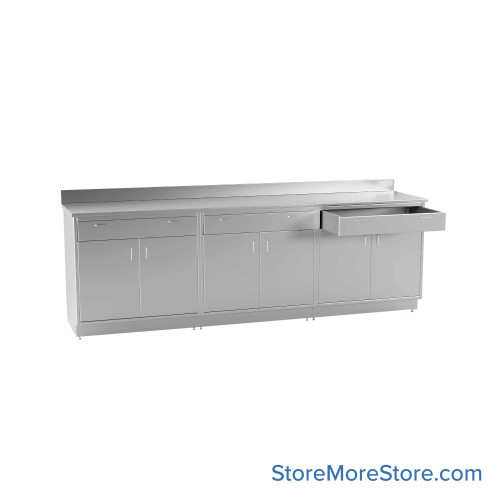 Commercial Stainless Steel Cabinets, 109" W x 36" H, Lower Cabinet Only, 3 Drawers Commercial Stainless Steel Cabinets, 109" W x 36" H, Lower Cabinet Only, 3 Drawers