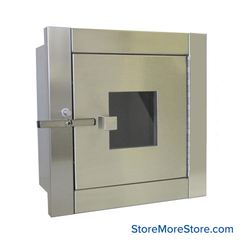 Specimen Pass Through Cabinet, 12" W x 11" D x 12" H, 2 Glass Doors, Includes Wall Flange