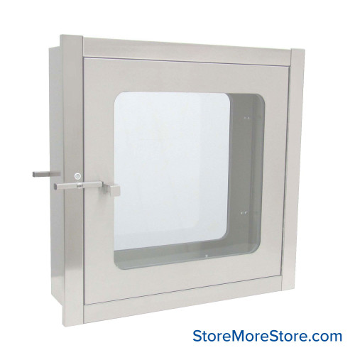 Specimen Pass Through Cabinet, 24" W x 11" D x 24" H, 2 Glass Doors, Includes Wall Flange