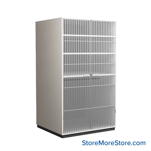 Band Uniform Storage, 48" W, Grille Door Right Swing, 1 Hanging Garment Rod & 3 Shelves