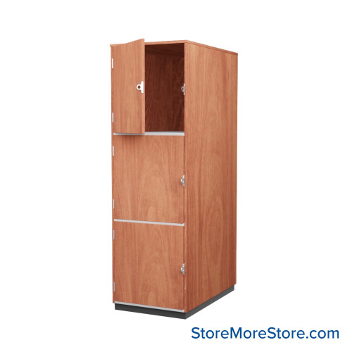 Instrument Storage Cabinets, 27" W, Three 25.5"H Compartments, Individual Laminate Doors Swinging Left