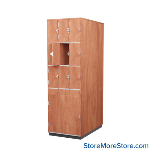 Instrument Storage Cabinets, 27" W, Nine 15"H & One 25.5"H Compartments, Individual Laminate Doors Swinging Left